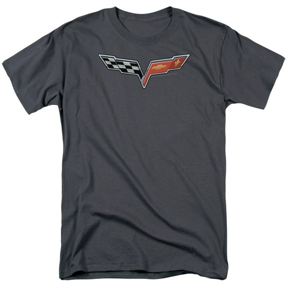 Chevrolet The Vette Medallion Mens Short Sleeve Shirt (Charcoal, )