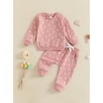 thumbnail image 4 of Baby Toddler Girls Floral Outfit,0 3 6 12 18 24 Months Long Sleeve Crew Neck Sweatshirt with Elastic Waist Sweatpants 2-piece Clothing Set, 4 of 9