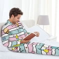 thumbnail image 6 of Naloa Space Doodle Men’s Pajamas Set - Long Sleeve Button Down Sleep Shirt and Pajama Bottoms Sleepwear Set-X-Large, 6 of 7