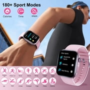 Smart Watch for Men Women, 2.01 HD Touchsreen, Bluetooth Calling, IP68 Water-Resistance, 180+ Sports Modes, Health, Fitness & Sleep Tracker, Timer, Fitness Watch for Android/iOS, Pink