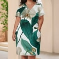 thumbnail image 3 of White Orchids Lush Green Leaves Floral Pattern Women's Summer Short Sleeve Casual Dresses Party Dress, 3 of 5