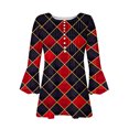 thumbnail image 4 of QQAMB Tunic Tops for Women V-Neck Button 3/4 Sleeve Plaid Printed Loose Dressy Blouse T-Shirts Red 2XL, 4 of 5