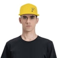 thumbnail image 4 of ZICANCN Alphabet F Pattern Baseball Caps, Trucker Hats for Men And Women, Adjustable Breathable Flat Caps, Yellow, 4 of 6
