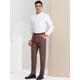 thumbnail image 4 of Pantalones de graduación a cuadros para hombre Pantalones de traje a cuadros formales de ajuste regular marrón S, 4 of 6