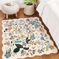 thumbnail image 2 of Washable 4x4 Square Area Rug: Floral Scalloped Soft Rugs For Living Room Bedroom Non Slip Bathroom Floor Mat Water Resistant Low Pile Carpet Kitchen Entryway (4x4 Cream), 2 of 7