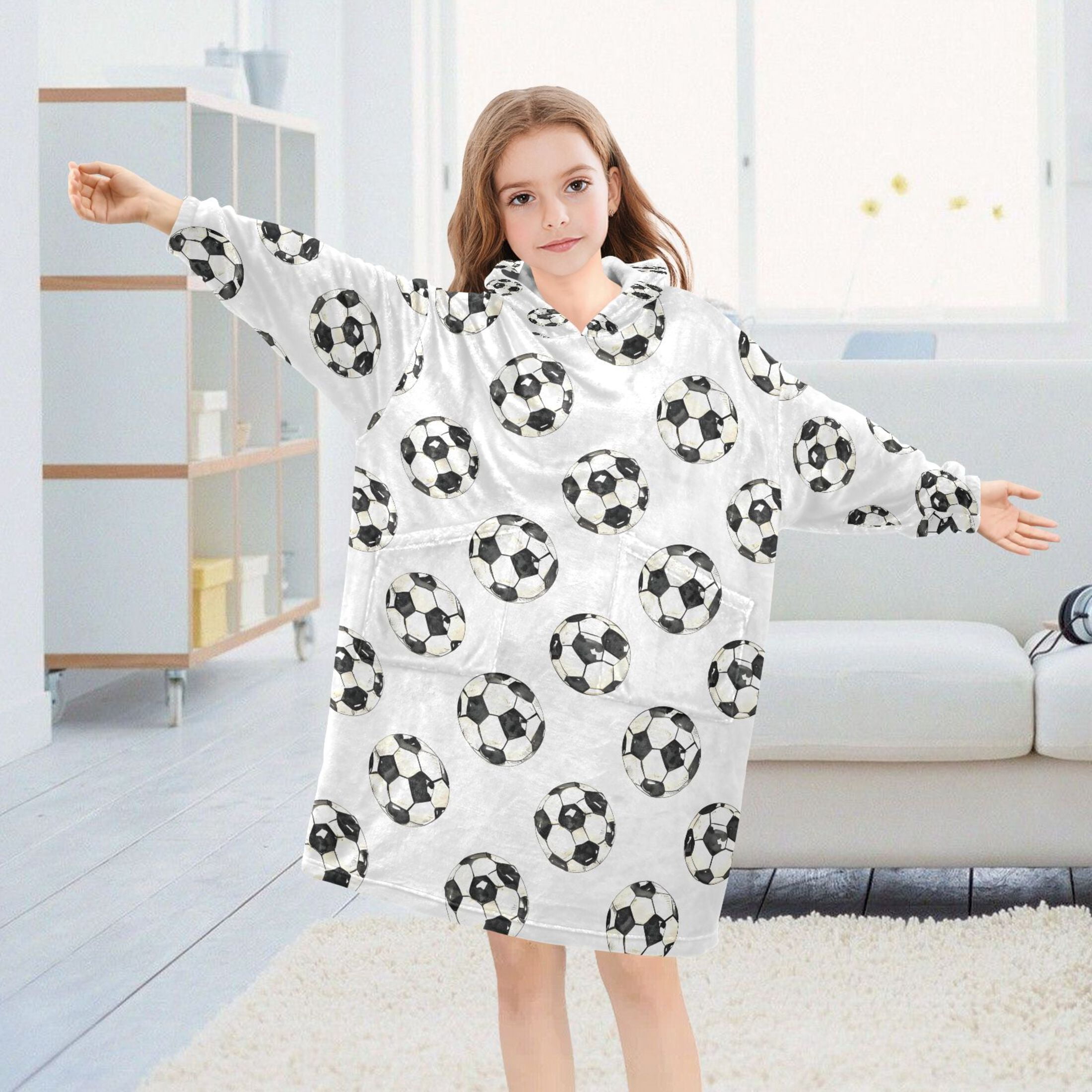 joogoo Wearable Blanket Hoodie for Footballs-z1 Flannel Sherpa Pocket 3-14 YR S