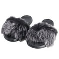 thumbnail image 5 of WAXIAYU Fluffy Slippers Open Toe Sandals Summer Sliders On Flops Plush Flats Mules, 5 of 8