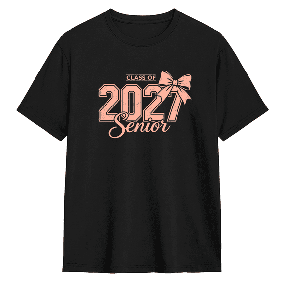 Class Of 2027 Senior Pink Cool Graphic Tee for Women, Witty Gift Cotton Short Sleeves T-Shirt