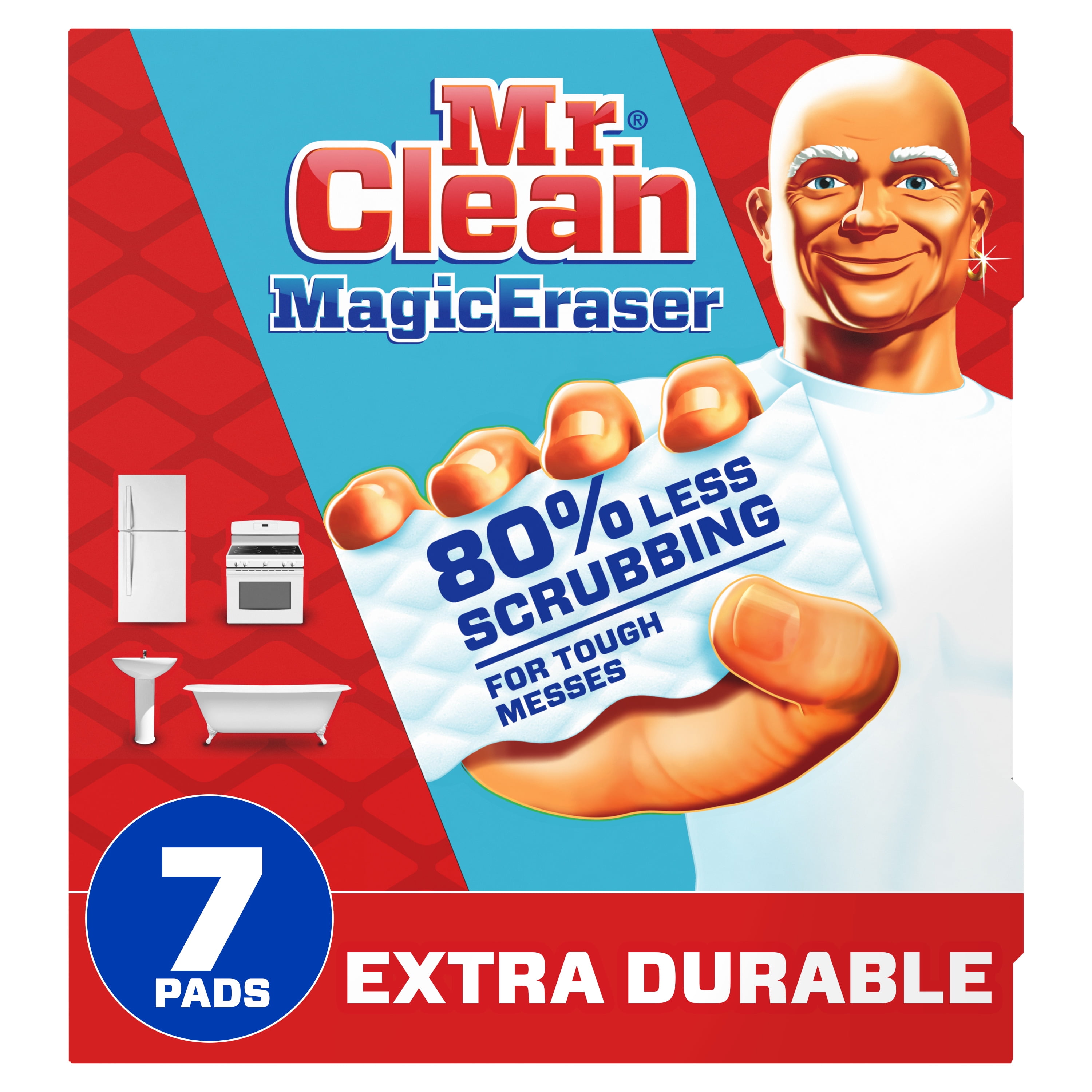 (4 pack) Mr. Clean Magic Eraser Extra Durable All Purpose Cleaning Pads with Durafoam 7 Count