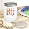 thumbnail image 2 of Fall Babe, Groovy Wavy Text Art Merch Gift, White 12oz Wine Tumbler, 2 of 5