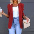 thumbnail image 2 of Hfyihgf Women's Casual Blazers Long Sleeve Open Front Business Work Office Slim Fit Suit Jackets with Pockets(Red,M), 2 of 6