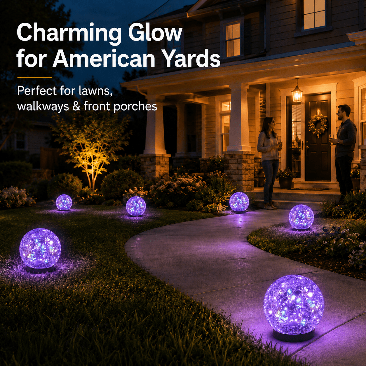 MEHOOM 4 Pack 5'' Solar Globe Lights Outdoor Waterproof, 30LED Solar Cracked Garden Lights Outdoor for Patio, Yard, Lawn, and Landscape Decorations