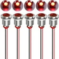 thumbnail image 1 of 5pcs 12mm LED Metal Indicator 110V-220VAC Light Waterproof Signal Lamp (Red), 1 of 6