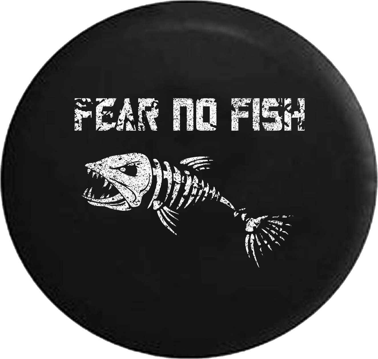 Fear No Fish Fishing Skull Skeleton Spare Tire Cover Jeep RV