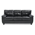 thumbnail image 3 of Modern Sofa Couch - Comfortable Living Room Furniture, Black Faux Leather, 3 of 9