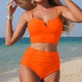 thumbnail image 6 of Afdoent Women's Tankini Swimsuits Solid Color Two Piece Swimwear High Waisted Tankini With Bottoms For Swimming Beach Beach Swimwear 2026, 6 of 6