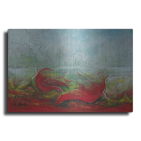 Luxe Metal Art 'Flower Love' by Samedin Asllani, Metal Wall Art, 16"x12"