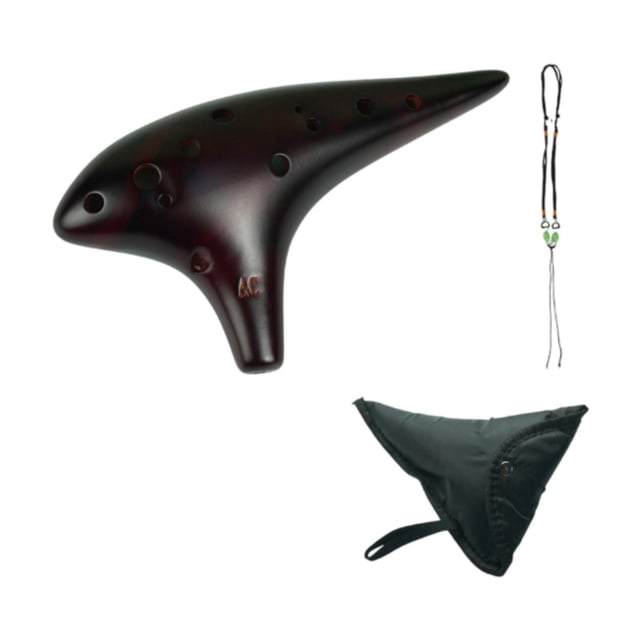 Ocarinas de 12 agujeros, flauta pura para tocar con correa para el cuello, cuerda Taodi, hermosa música Marrón