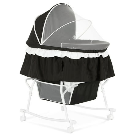 UPC: 0810063660413 | Dream On Me Lacy Portable 2-in-1 Bassinet & Cradle in Black  Lightweight Baby Bassinet