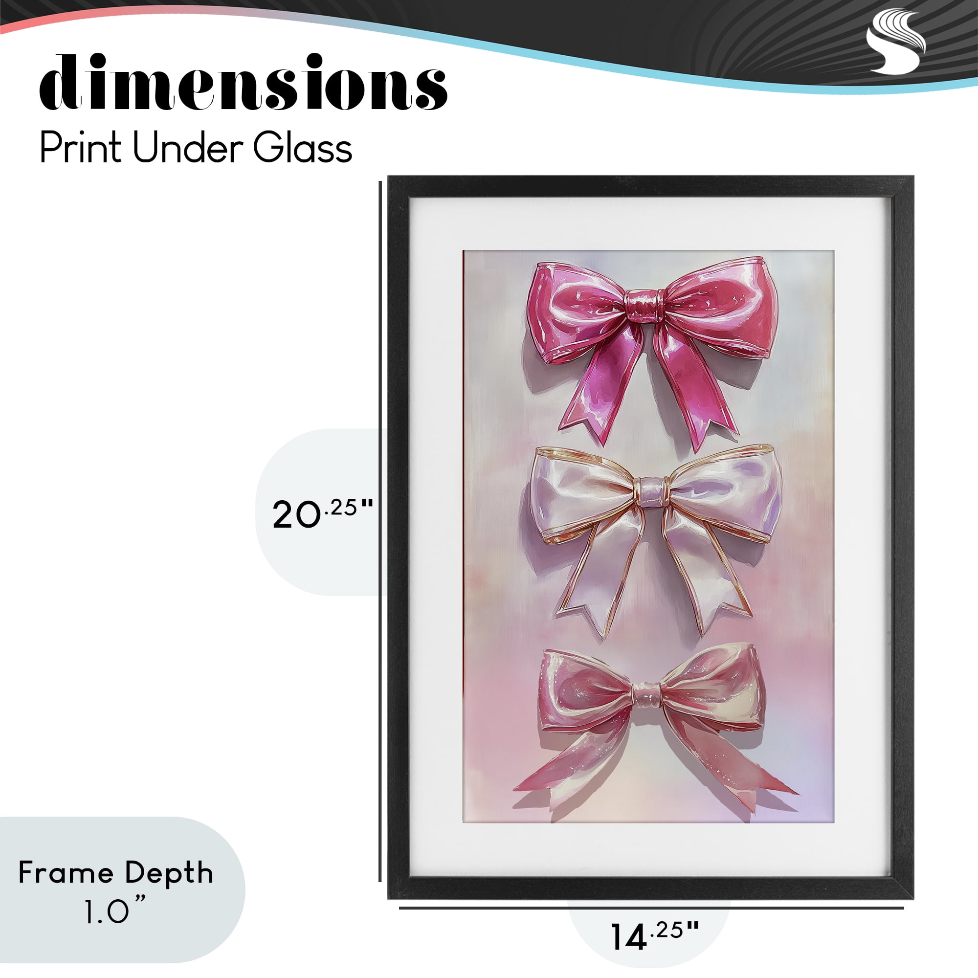 Stupell Industries Blush And Satin Bows Black Framed Print Under Glass, design by Annabelle Hall