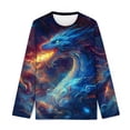 thumbnail image 3 of Falkdiz Boys Long Sleeve Shirts Cute Basic Pullover Party Casual Stylish Tshirts for Boys Crew Neck,Navy,Size: 9, 3 of 4
