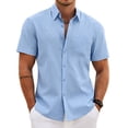 thumbnail image 3 of COOFANDY Mens Casual Untucked Shirts Short Sleeve Summer Beach Wedding Shirts for Men, 3 of 6