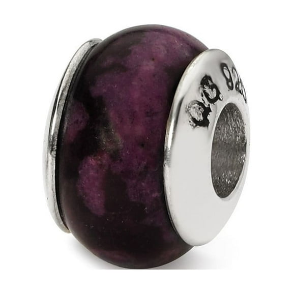 Sterling Silver Reflections Purple Magnesite Stone Bead Charm - Measures 10.91x8.18mm Wide