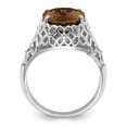 thumbnail image 2 of Auriga 925 Sterling Silver Rhodium Oval Checker-Cut Smoky Quartz Ring for Women Size- 7, 2 of 5