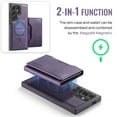 thumbnail image 4 of Detachable Wallet Compatible with Magsafe Wireless Charing for Samsung Galaxy S24 Ultra Case with Card Holder Magnetic Snap, RFID Blocking Kickstand 2 in 1 Shockproof Case for S24 Ultra, Purple, 4 of 10