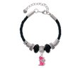 thumbnail image 2 of Delight Jewelry Silvertone Hot Pink Glitter Cat Best Friend Celtic Knot Leather Bead Bracelet, 7"+2" Extender, 2 of 4