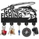 thumbnail image 1 of Perchero de pared Wood Gone Fishing, soporte para llaves, 11,87,9 pulgadas, color negro, con 5 ganchos de aleación, para decoración de pared., 1 of 9