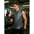 thumbnail image 3 of Men's Tank Tops Quick Dry Workout Swim Beach Shirts Athletic Sleeveless Shirts Stripe Black M15 L, 3 of 8