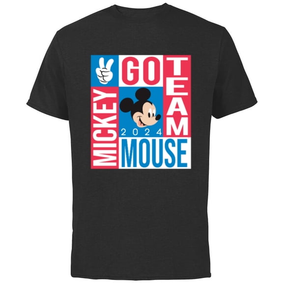 Disney Summer Sports Games Go Team Mickey Mouse 2024- Short Sleeve Cotton T-Shirt for Adults - Customized-Black