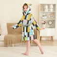 thumbnail image 4 of FORMRS Niños Bathrobe Unisex Hooded Robe Soft Plush Pajamas Sleepwear, Size 10-12T, Yellow Checkered Pattern, 4 of 7