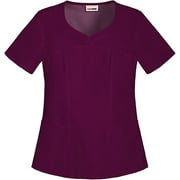 Women's Fashion Essentials Mock Wrap Scrub Top with Back Elastic