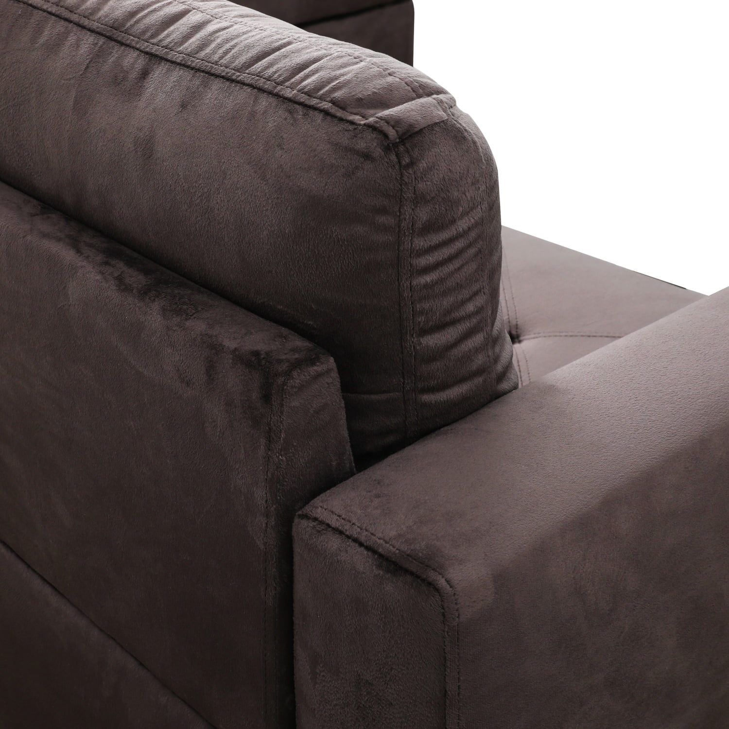 Hommoo Modern Sectional Sofa, 3-Piece Living Room Sofa Set, Espresso(No Ottoman)