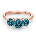 thumbnail image 3 of Gem Stone King 18K Rose Gold Plated Silver London Blue Topaz Engagement Ring for Women | 2.50 Cttw | Round 6MM | Gemstone November Birthstone | Size 7, 3 of 6