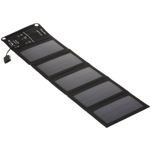 Chargeur solaire portable avec pliable USB Port, 5 Panneaux solaires, Voyages de randonnée en camping, Chargeur de téléphone solaire compact