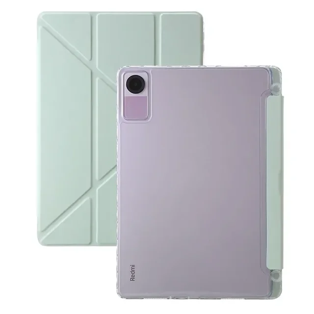 For Funda Redmi Pad SE Case with Pen Holder Multi-folding Stand Clear Back Magnetic Tablet Shell for Redmi Pad SE 11 Funda Cover Light Green Redmi Pad SE 11 inch