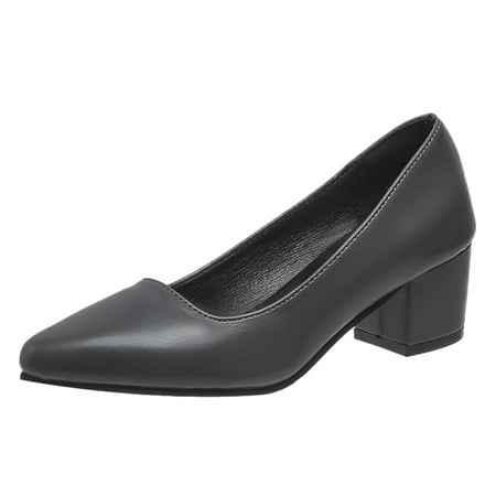 

HSMQHJWE Comfortable High Heels Womens Casual Dress Shoes Wide Leisure Women S Four Seasons Artificial Leather Solid Color Non Slip Square Heel Pointed Toe Breathable Slip On Lazy Shoes Open Toe