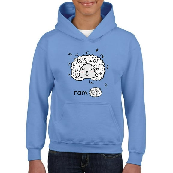 Ram Face Doodle Hoodie Juniors -Image by Shutterstock, Small