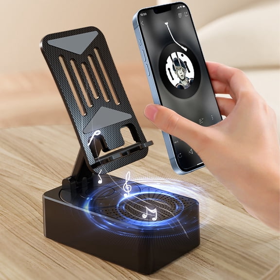 ufeghfjh Phone Stand With Wireless Bluetooth Speaker Surround Sound Adjustable Tablet Desk Portable Speaker Father's Day Gift