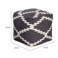thumbnail image 5 of Puf Decorativo Benzara Poby Blanco/Gris Zig Zag en Lana 48x48x48 cm, 5 of 5