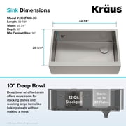 KRAUS Standart Pro 33 Flat Apron Front Farmhouse 16 Gauge Single Bowl Stainless Steel Kitchen Sink