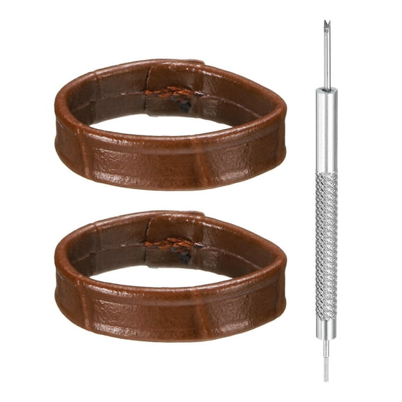 Uxcell 2pcs Leather Watch Band Loops 18mm Replacement Watch Band Keeper Watch Strap Holder Retainer Wristwatch Strap Fastener Rings, Brown