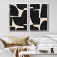 thumbnail image 3 of IDEA4WALL Framed Canvas Print Wall Art Set Geometric Color Blocks Illustration Duotone Irregular Pattern Modern Digital Art Wall Decor Minimal Contemporary for Home Decor - White 16"x24"x2, 3 of 5