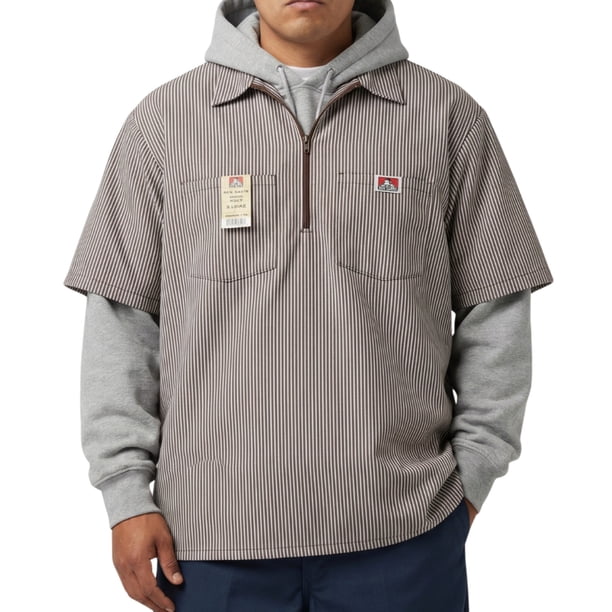 Ben Davis Short Sleeve Striped Half-Zip Shirt - Walmart Business