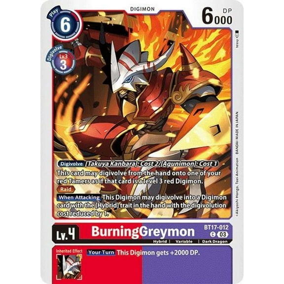 Digimon Secret Cris BurningGreymon BT17-012