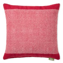 TOWN & COUNTRY TERRA Alara Solid Border Handcrafted Indoor Outdoor Decorative Pillow, 100% Recycled Materials, UV Fade Resistant, Water Repellent, Red/Ivory, 20"x20"