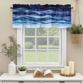 thumbnail image 3 of Abstract Beach Wace Window Valance Curtain Geometric Blue Rod Pocket Short Curtain for Living Room, Bedroom & Kitchen Window Decor 60x18in, 3 of 8